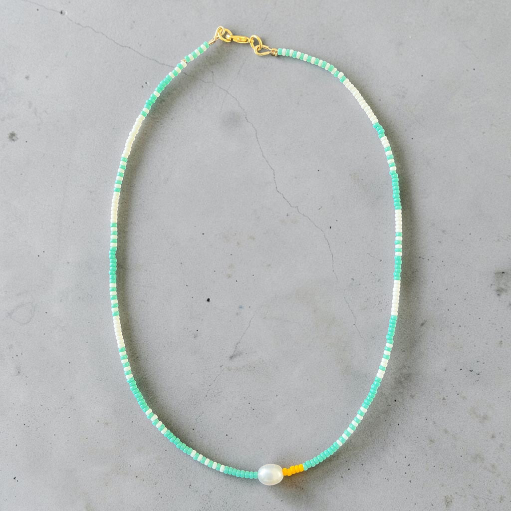 Turquoise Pearl Beaded Necklace